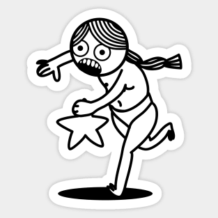 Scare little Girl running with starfish Sticker